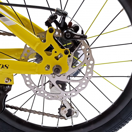 Bicicleta copii 20" BR Inspire, cadru otel 12", manete revoshift, frane disc, 7 viteze, galben/negru, varsta 7-10 ani [3]