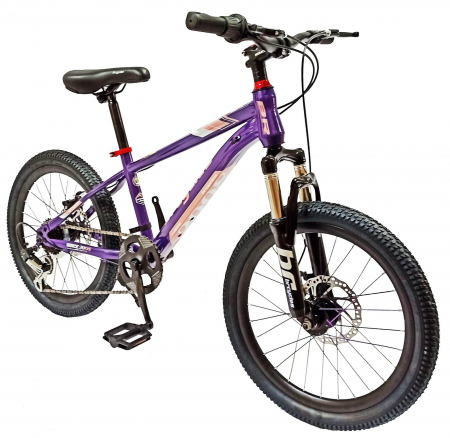 Bicicleta copii 20" BR Inspire, cadru otel 12", manete revoshift, frane disc, 7 viteze, violet/roz, varsta 7-10 ani [1]