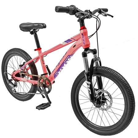 Bicicleta copii 20" BR Inspire, cadru otel 12", manete revoshift, frane disc, 7 viteze, violet/roz, varsta 7-10 ani [1]