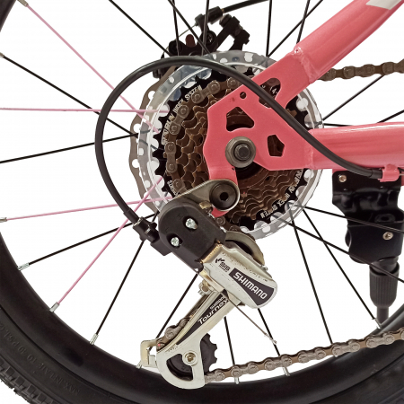 Bicicleta copii 20" BR Inspire, cadru otel 12", manete revoshift, frane disc, 7 viteze, violet/roz, varsta 7-10 ani [9]