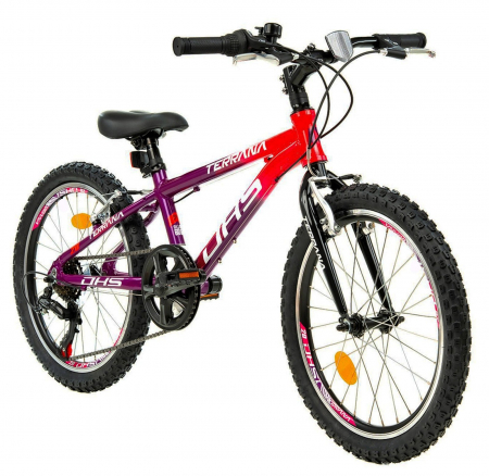 20" (varsta 7-10 ani) - Bicicleta copii 20" DHS Terrana 2023, cadru aluminiu, manete RevoShift, frane V-Brake, 6 viteze, varsta 7-10 ani