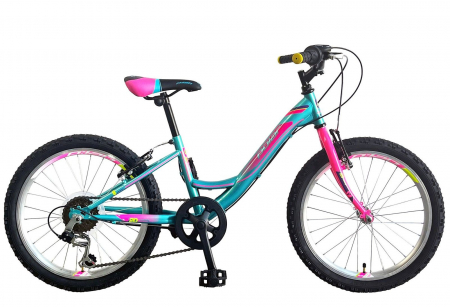 20" (varsta 7-10 ani) - Bicicleta copii 20" POLAR Modesty 20, cadru otel, frane V-Brake, 6 viteze, rosu, varsta 6-9 ani