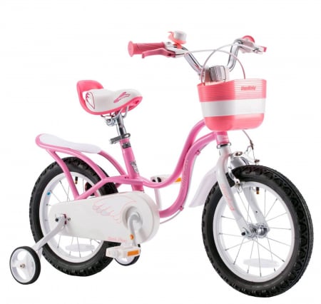 14" (varsta 3-5 ani) - Bicicleta copii 14" ROYAL BABY Little Swan, roz, varsta 3-5 ani