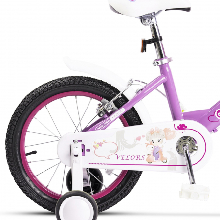 Bicicleta copii 14" VELORS Girl V1402, mov, varsta 3-5 ani [5]
