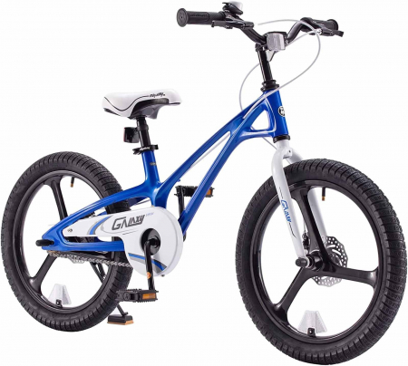 18" (varsta 5-7 ani) - Bicicleta copii 18" ROYAL BABY ChipMunk Galaxy, cadru si roti magneziu, frane disc, albastru, varsta 5-7 ani