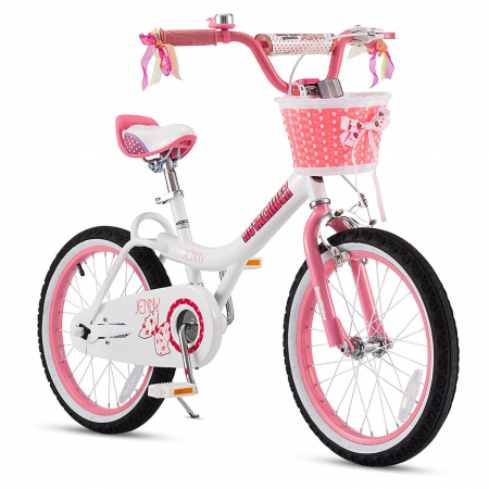 18" (varsta 5-7 ani) - Bicicleta copii 18" ROYAL BABY  Jenny, alb/roz, varsta 5-7 ani