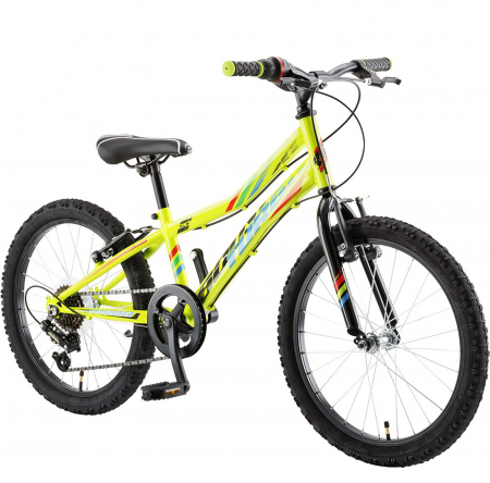 Bicicleta copii 20" POLAR Booster Turbo 200, cadru otel, frane V-Brake, 6 viteze, verde fluo, varsta 7-10 ani [1]