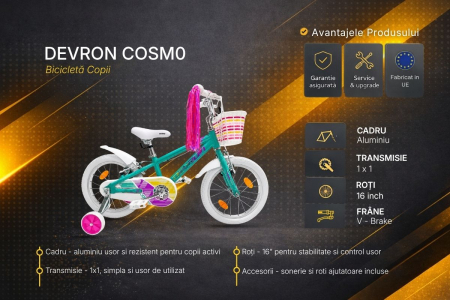 Bicicleta Copii Devron Cosmo - 16 Inch, Turcoaz [4]