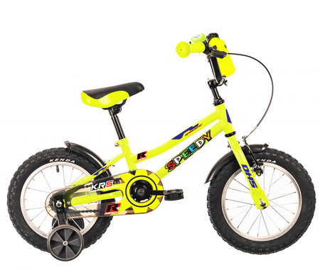 14" (varsta 3-5 ani) - Bicicleta copii 14" DHS Speedy 1401, verde fluo, varsta 3-5 ani