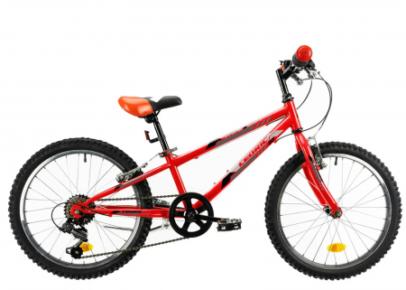 20" (varsta 7-10 ani) - Bicicleta copii 20" DHS Cedric, cadru otel, frane V-Brake, 6 viteze, rosu, varsta recomandata 7-10 ani