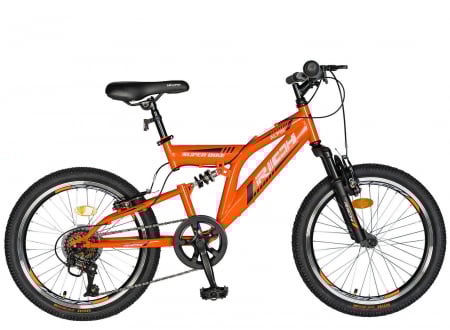 20" (varsta 7-10 ani) - Bicicleta copii MTB-FS 20" RICH Alpin 2.0, cadru otel, manete RevoShift, frane V-Brake, 6 viteze, verde, varsta 7-10 ani