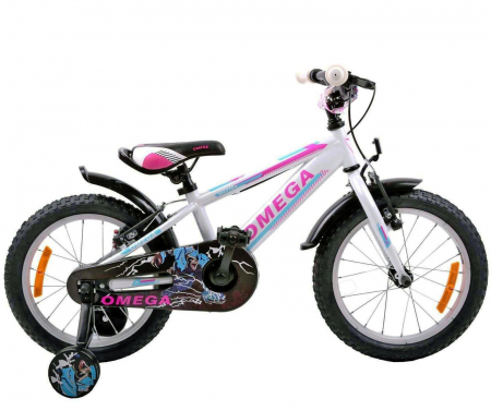16" (varsta 4-6 ani) - Bicicleta copii 16" OMEGA Master alb, varsta 4-6 ani