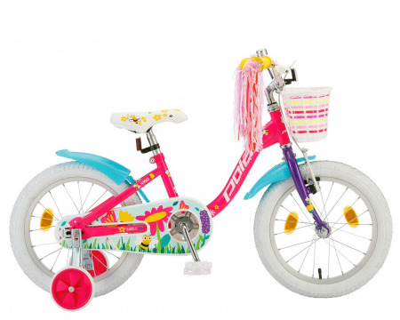 16" (varsta 4-6 ani) - Bicicleta copii 16" POLAR Junior Summer, roz/albastru, varsta 4-6 ani