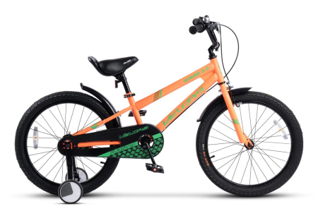Bicicleta Copii Velors V2007B 20" Culoare Portocaliu/Verde cu Roti Ajutatoare [1]