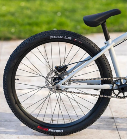 Bicicleta dirt 26" ROCK MACHINE Riff 70s, cadru otel 12", frane hidraulice, single speed, gri [16]