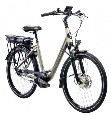 Bicicleta electrica City 26" CORWIN 26326, cadru aluminiu 18", frane hidraulice, 7 viteze, gri [1]