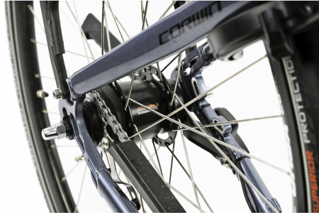 Bicicleta electrica City 28" CORWIN 28427, cadru aluminiu 21", frane hidraulice/torpedo, 7 viteze, gri [4]