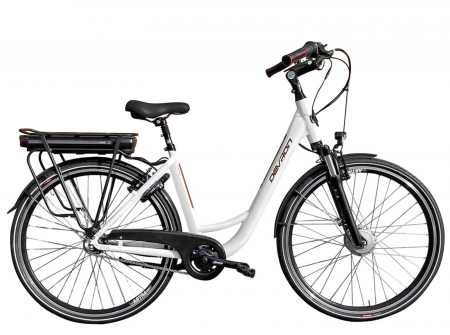 BICICLETE ELECTRICE - Bicicleta electrica City 28" DEVRON 28120 VCN7, cadru aluminiu 19", frane V-Brake/torpedo, 7 viteze in butuc, alb