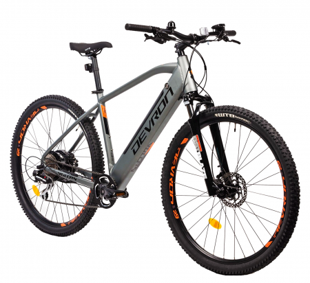 Bicicleta electrica MTB-HT 29" DEVRON Vulcan, cadru aluminiu 19.5", manete secventiale, frane hidraulice, 8 viteze, gri [1]