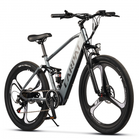 Bicicleta electrica MTB-FS 26" CARPAT Knight C26519E, jante magneziu, cadru aluminiu 17", manete index, frane disc, 7 viteze [1]