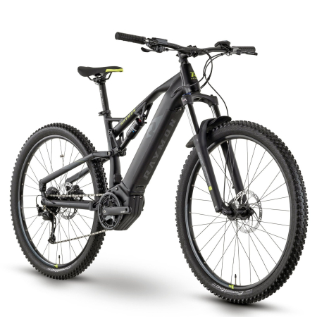 BICICLETE ELECTRICE - Bicicleta electrica MTB-FS 29" RAYMON FullRay 130E 4.0, cadru aluminiu, manete secventiale, frane hidraulice, 9 viteze, negru