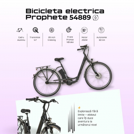 Bicicleta electrica oras 28" PROPHETE Geniesser Elektro-Fahrad 54889, cadru aluminiu 19",  frane V-Brake hidraulice, 7 viteze, negru [7]