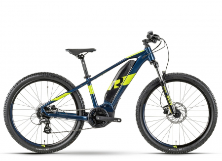 Bicicleta electrica MTB-HT 27.5" RAYMON HardRay E1.0, cadru aluminiu 16", manete secventiale, frane hidraulice, 8 viteze, albastru/verde [1]