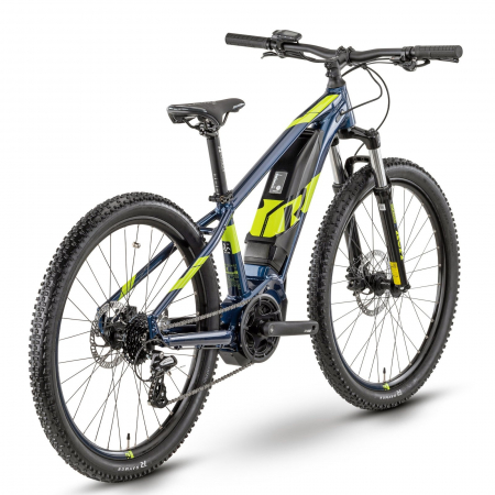 Bicicleta electrica MTB-HT 27.5" RAYMON HardRay E1.0, cadru aluminiu 16", manete secventiale, frane hidraulice, 8 viteze, albastru/verde [2]