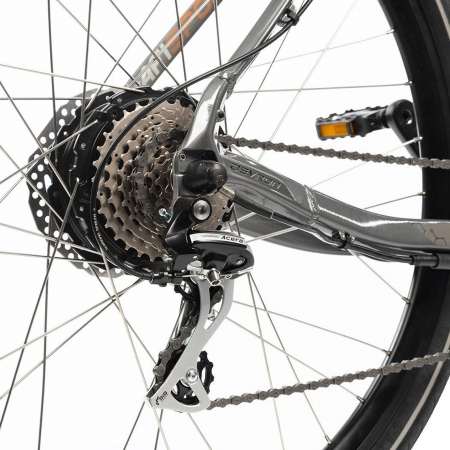 Bicicleta electrica Urban 28" AFISPORT C1.7 Lady, cadru aluminiu 18", manete secventiale, frane hidraulice, 24 viteze, gri/mov [8]