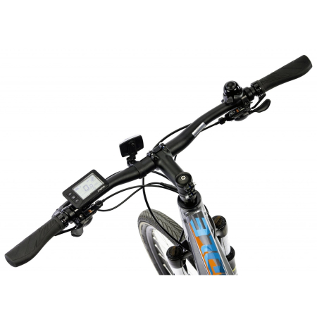 Bicicleta electrica Urban 28" DEVRON 28162, cadru aluminiu 17.5", manete secventiale, frane hidraulice, 16 viteze, gri/albastru [3]
