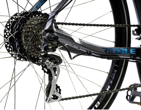 Bicicleta electrica Urban 28" DEVRON 28162, cadru aluminiu 17.5", manete secventiale, frane hidraulice, 16 viteze, gri/albastru [5]