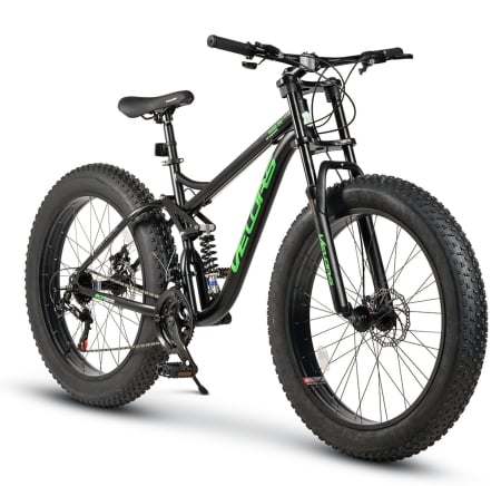 BICICLETE - Bicicleta Fat Bike full-suspension 26" VELORS Duro 2.6, cadru otel 17", manete secventiale, frane disc, 21 viteze