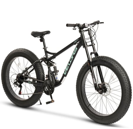 BICICLETE - Bicicleta Fat Bike full-suspension 26" VELORS Duro 2.6, cadru otel 17", manete secventiale, frane disc, 21 viteze