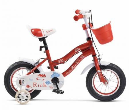 12" (varsta 2-4 ani) - Bicicleta copii 12" RICH BABY R1208A rosu, varsta 2-4 ani