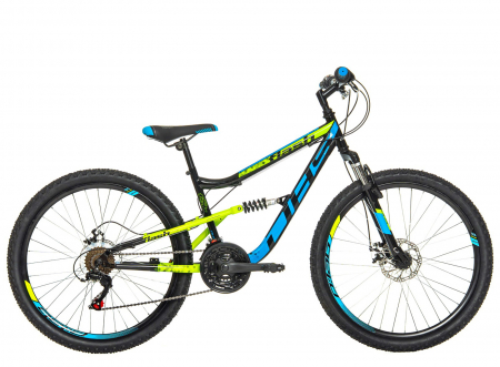 Bicicleta MTB-FS 26" DHS Flash, cadru otel 15.5", manete revoshift, frane disc, 18 viteze, negru/verde [1]
