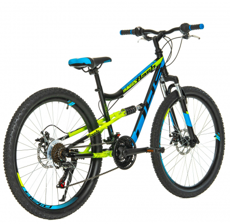 Bicicleta MTB-FS 26" DHS Flash, cadru otel 15.5", manete revoshift, frane disc, 18 viteze, negru/verde [2]