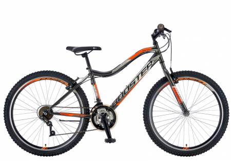 BICICLETE MTB-HT - Bicicleta MTB-HT 26" POLAR Booster Galaxy, cadru otel 16", manete revoshift, frane V-Brake, 18 viteze, gri/portocaliu