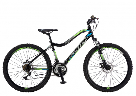 BICICLETE MTB-HT - Bicicleta MTB-HT 26" POLAR Booster Galaxy FS, cadru otel 16", manete revoshift, frane disc, 18 viteze, negru/verde