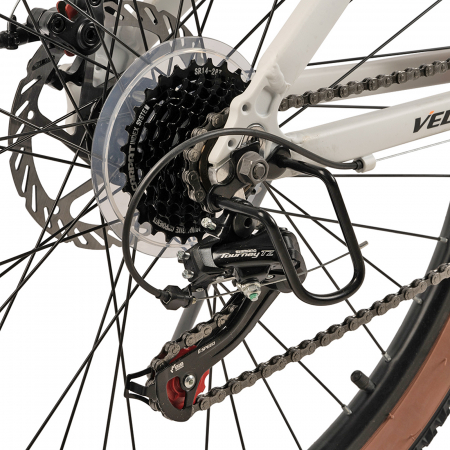 Bicicleta MTB-HT 26" VELORS Venus, cadru aluminiu 17", manete secventiale, frane disc, 21 viteze, alb/portocaliu [8]