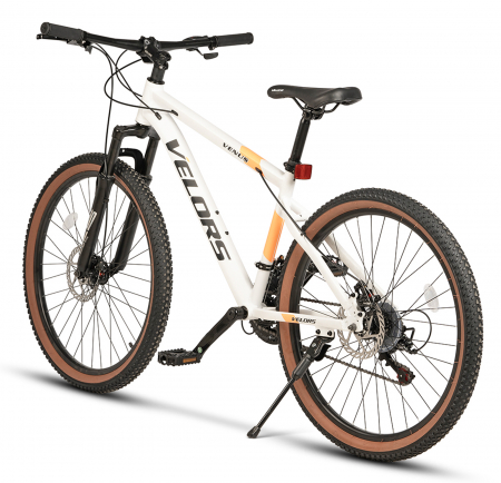 Bicicleta MTB-HT 26" VELORS Venus, cadru aluminiu 17", manete secventiale, frane disc, 21 viteze, alb/portocaliu [2]
