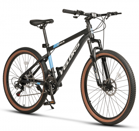 BICICLETE MTB-HT - Bicicleta MTB-HT 26" VELORS Venus, cadru aluminiu 17", manete secventiale, frane disc, 21 viteze, negru/albastru
