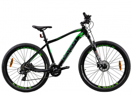 BICICLETE MTB-HT - Bicicleta MTB-HT 27.5" DEVRON RIddle RM0.7, cadru aluminiu 16.5", manete secventiale, frane hidraulice, 21 viteze, negru/verde