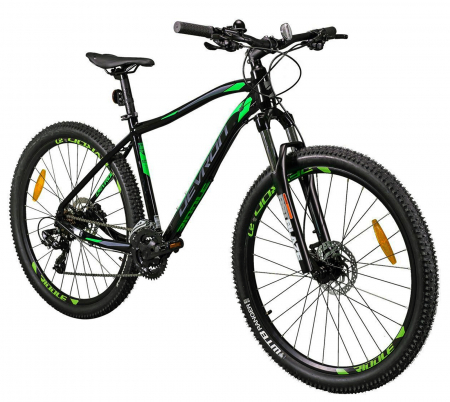 Bicicleta MTB-HT 27.5" DEVRON RIddle RM0.7, cadru aluminiu 16.5", manete secventiale, frane hidraulice, 21 viteze, negru/verde [1]