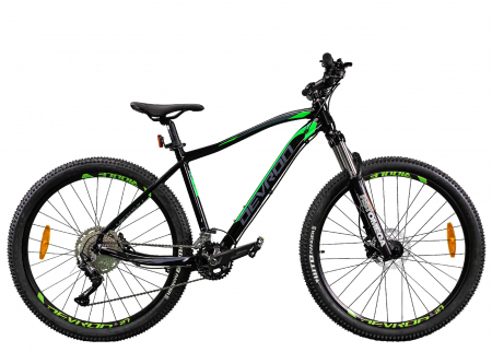 Bicicleta MTB-HT 27.5" DEVRON Riddle RM3.7, cadru aluminiu 19.5", manete secventiale, frane hidraulice, 20 viteze, negru/verde [1]