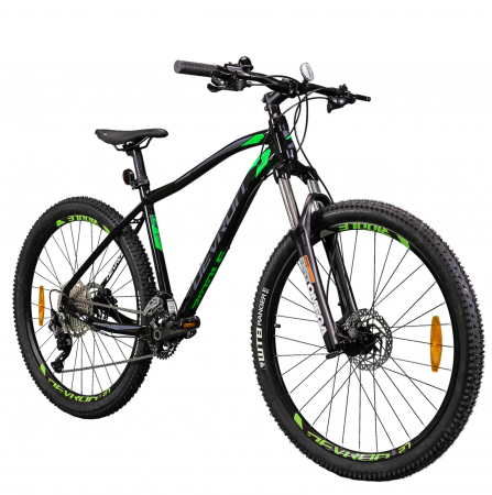 BICICLETE MOUNTAIN BIKE - Bicicleta MTB-HT 27.5" DEVRON Riddle RM3.7, cadru aluminiu 19.5", manete secventiale, frane hidraulice, 20 viteze, negru/verde