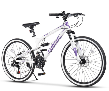 24" (varsta peste 10 ani) - Bicicleta MTB-FS 24" CARPAT X6, cadru otel 15", manete secventiale, frane disc, 21 viteze