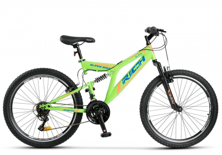 24" (varsta peste 10 ani) - Bicicleta MTB-FS 24" RICH Alpin 2.4, cadru otel 16.5", frane V-Brake, 18 viteze