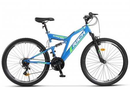 BICICLETE MTB-FS - Bicicleta MTB-FS 26" RICH Alpin 2.6, cadru otel 17", frane V-Brake, 18 viteze, negru/portocaliu