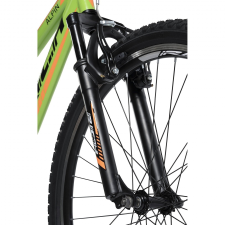 Bicicleta MTB-FS 26" RICH Alpin 2.6, cadru otel 17", frane V-Brake, 18 viteze, negru/portocaliu [3]