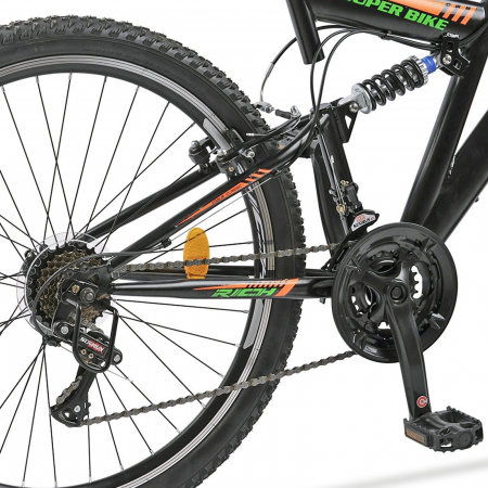 Bicicleta MTB-FS 26" RICH Alpin 2.6, cadru otel 17", frane V-Brake, 18 viteze, negru/portocaliu [5]